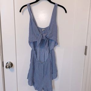Tie-front cut out ruffled romper